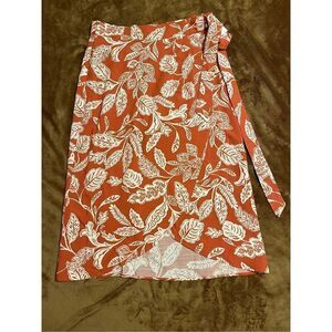Ann Taylor Factory Women's Size 2 Brown White Floral Tulip Hem Skirt Beach
